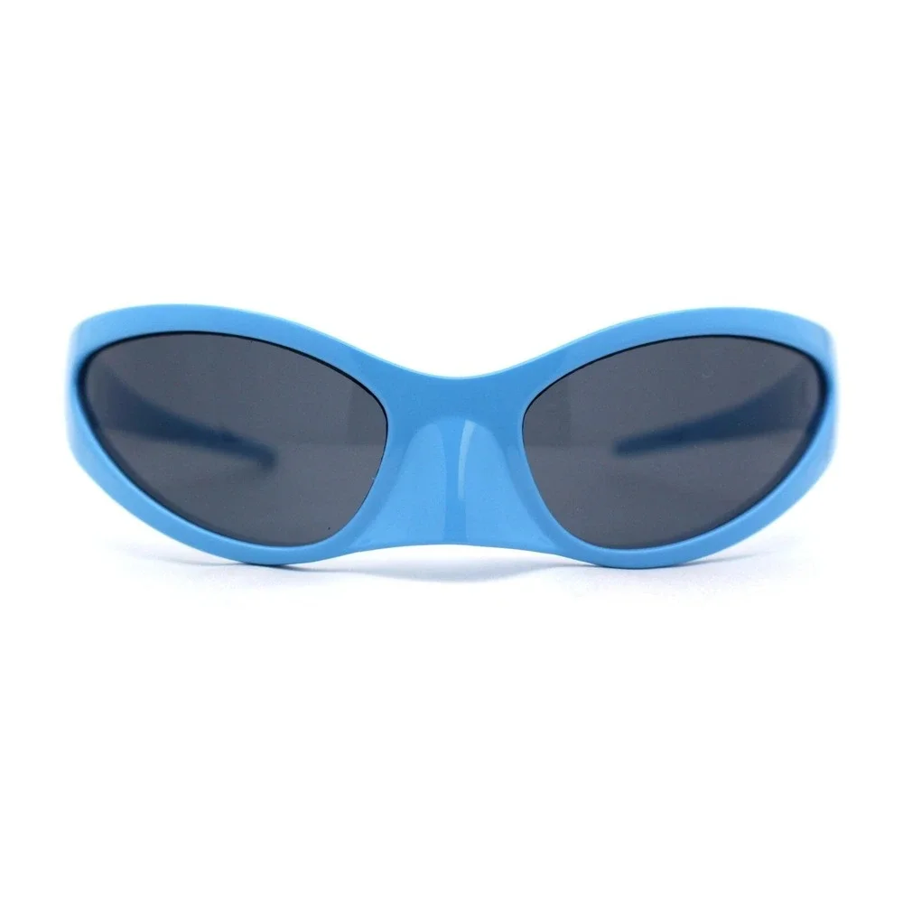 Blue Shield Sunglasses Futuristic Y2K Sport Shades Wrap Around Street Wear Trend
